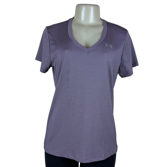Under Armour Women’s Purple Short Sleeve V-Neck T-Shirt Size M - New - Picture 1 of 11